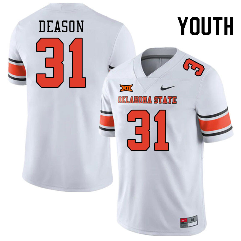 Men #31 Jaxon Deason Oklahoma State Cowboys College Football Jerseys Stitched Sale-White